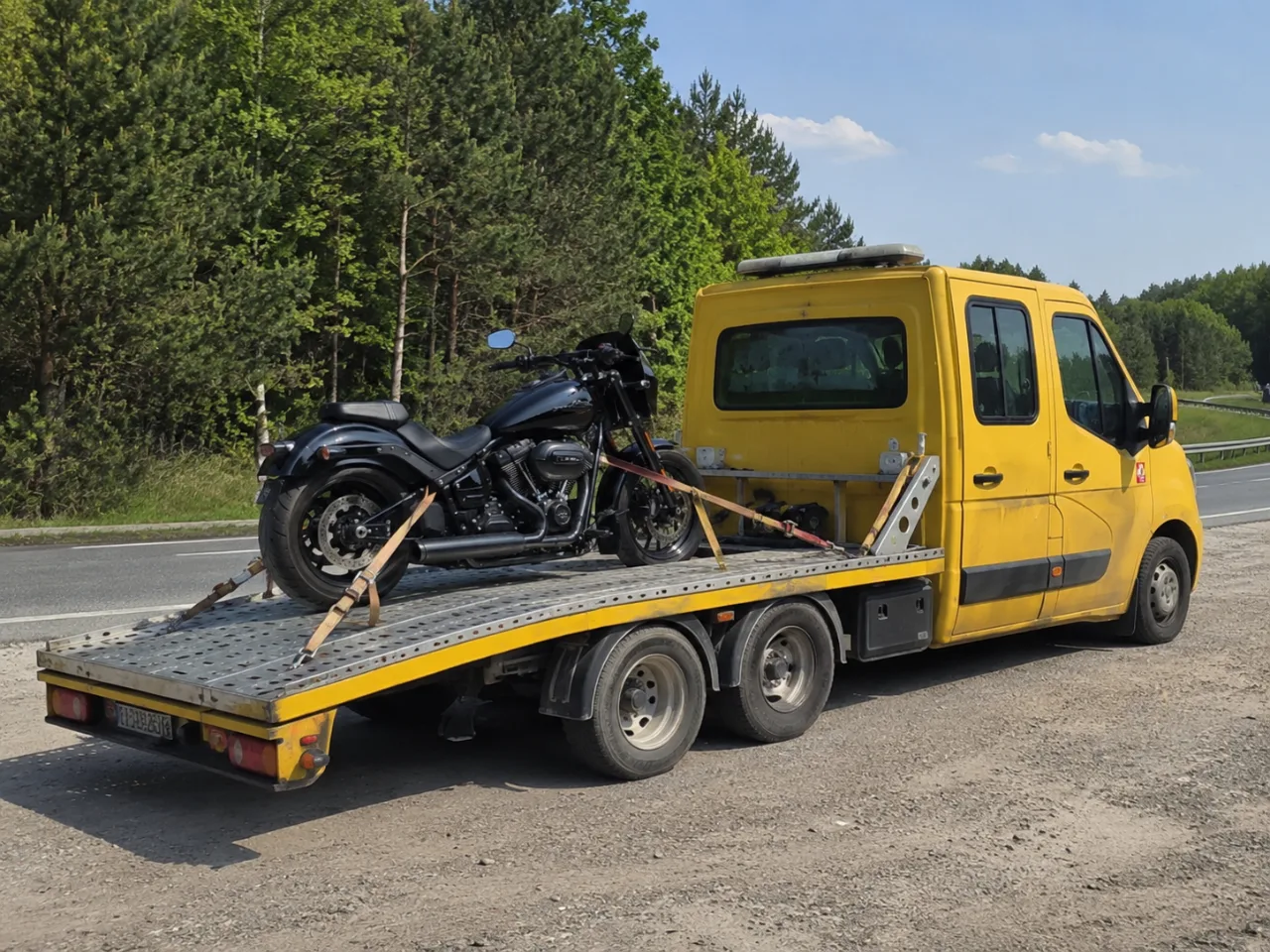 Motocykl zapięty na lawecie w letni dzień – LUBIN-HOL Lubin