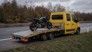 Motocykl przygotowany do transportu – Lubin